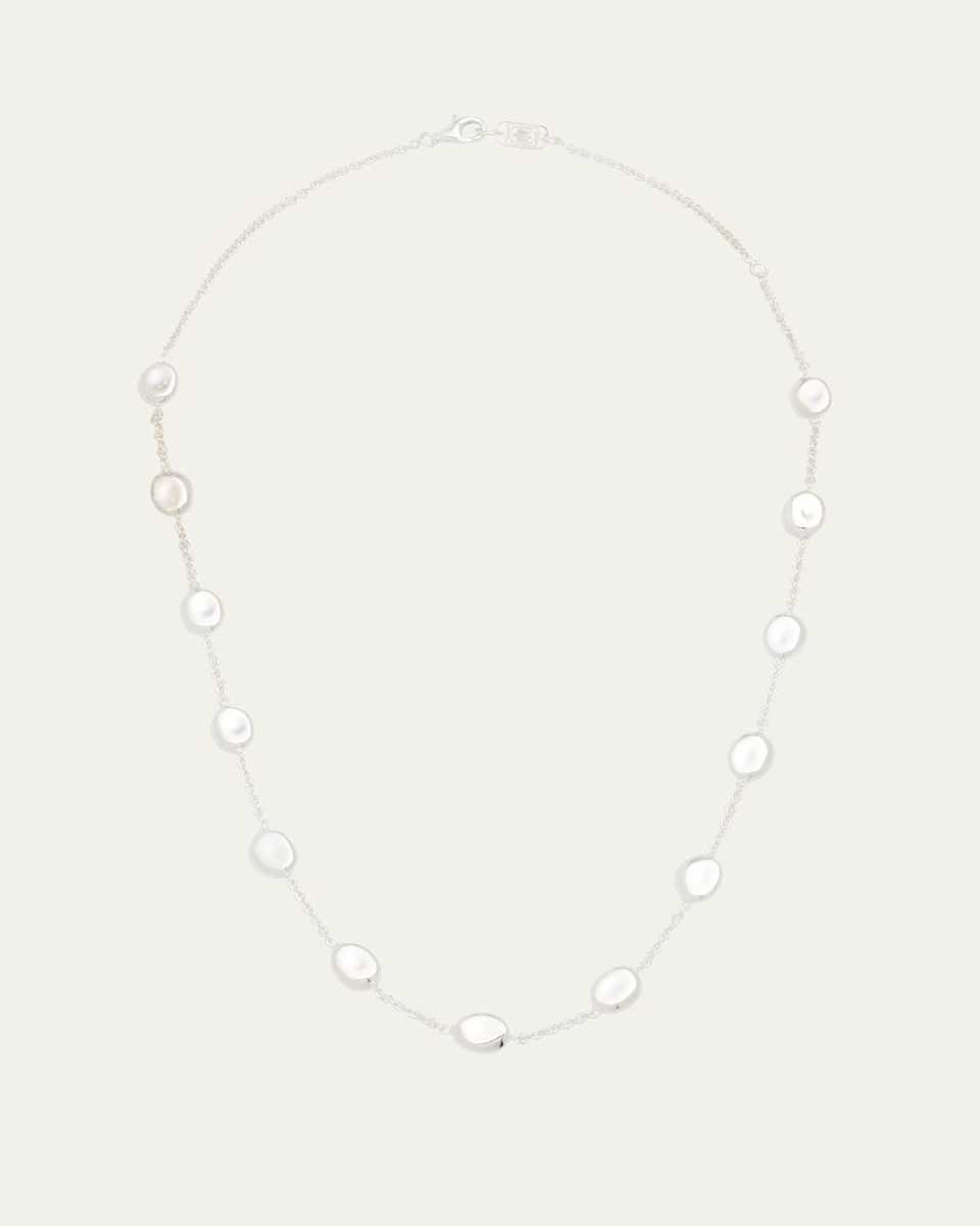 Mini Hammered Bastille Link Necklace in Sterling Silver